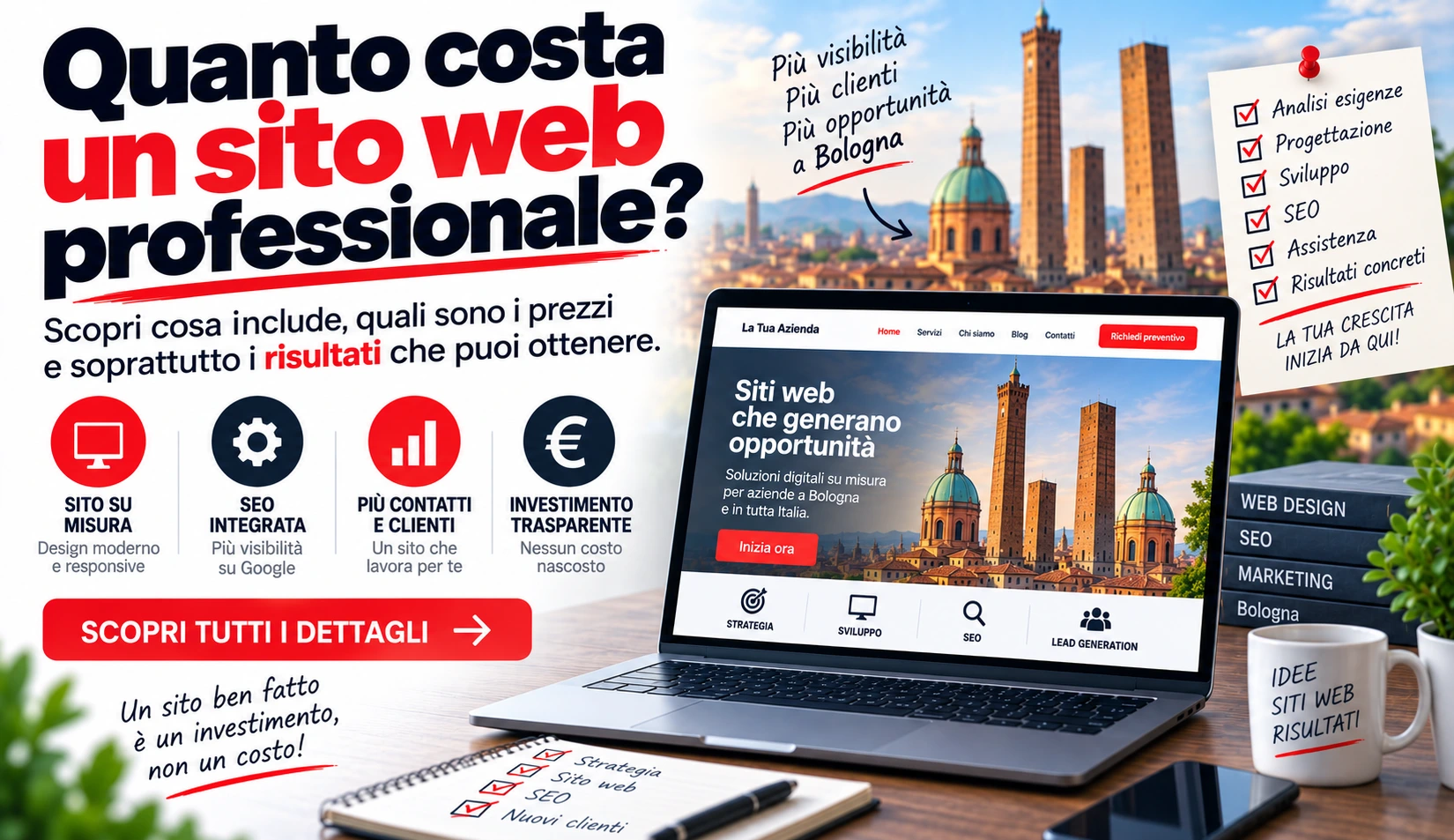 Costo sito web professionale Bologna: scopri le sorprese